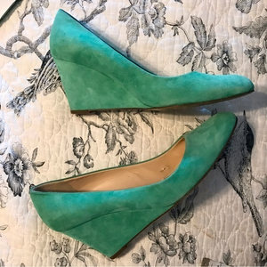 J Crew Teal Sude Wedge 10.5‎ EUC